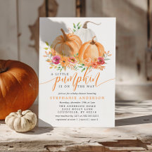 Kleine Pompoen Op Weg Herfst Bloemige Baby Shower