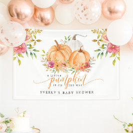 Kleine Pompoen Op Weg Herfst Bloemige Baby Shower Spandoek