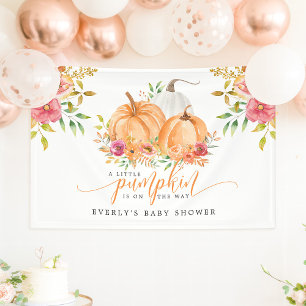 Kleine Pompoen Op Weg Herfst Bloemige Baby Shower Spandoek
