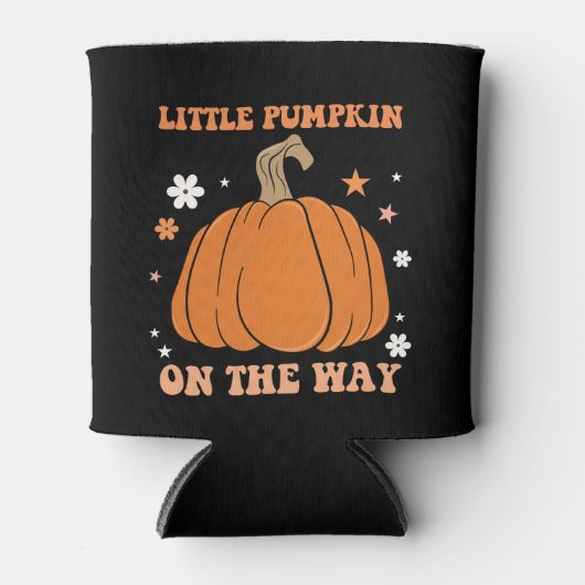 Kleine pompoen op weg Herfst zwangerschap groovy Blikjeskoeler (Voorkant)