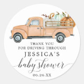 Kleine pompoen op weg naar Baby gunst Stickers (Voorkant)