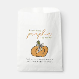 Kleine pompoen op weg naar Baby shower Bedankzakje