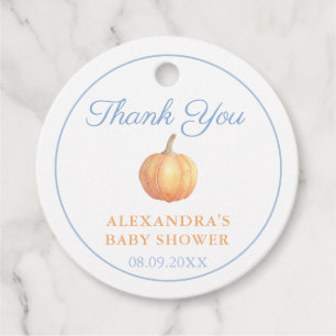 Kleine pompoen op weg naar Baby shower Dank je Bedankjes Labels