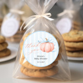 Kleine pompoen op weg naar Baby shower Dank je Ronde Sticker