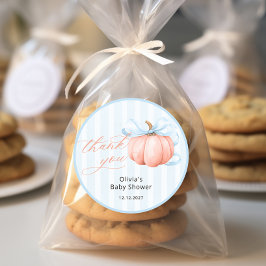 Kleine pompoen op weg naar Baby shower Dank je Ronde Sticker