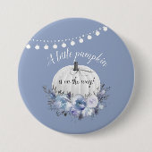 Kleine pompoen op weg naar Baby shower Dusty Blue Ronde Button 7,6 Cm (Voorkant)