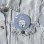 Kleine pompoen op weg naar Baby shower Dusty Blue Ronde Button 7,6 Cm (In situ)