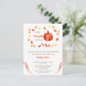 Kleine pompoen op weg naar Baby shower Herfst Cute Briefkaart (Staand voorkant)