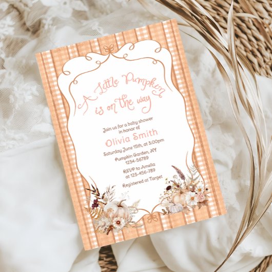 Kleine pompoen op weg naar Baby shower Kaart