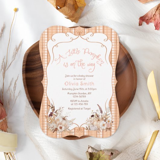 Kleine pompoen op weg naar Baby shower Kaart