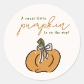 Kleine pompoen op weg naar Baby shower Ronde Sticker (Voorkant)