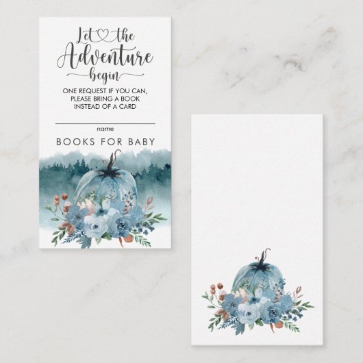 Kleine pompoen op weg naar blauwe boeken voor Baby Informatiekaartje (Voorkant / Achterkant)