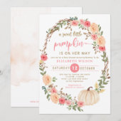 kleine pompoen op weg naar herfst baby shower inv kaart (Voorkant / Achterkant)