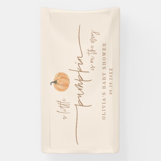 Kleine Pompoen Op Weg Naar Herfst Baby Shower Span Spandoek (Verticaal)