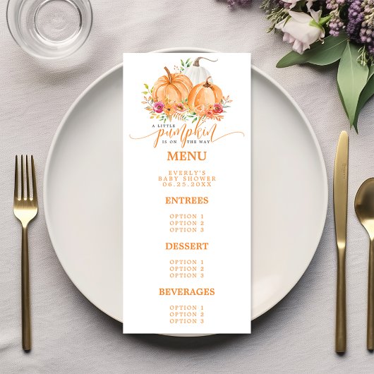 Kleine pompoen op weg naar Herfst Floral Baby show Menu