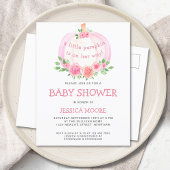 Kleine pompoen op weg naar het Baby shower Uitnodiging Briefkaart