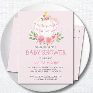 Kleine pompoen op weg naar roze Baby shower Uitnodiging Briefkaart