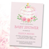 Kleine pompoen op weg naar roze Baby shower Uitnodiging Briefkaart