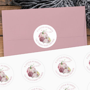 Kleine Pompoen Op Weg Roze Baby Shower Ronde Sticker