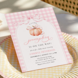 Kleine Pompoen op Weg Roze Strik Baby Borrel Kaart