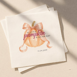 Kleine Pompoen op Weg Roze Strik Baby Shower Servet