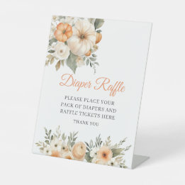 Kleine Pompoen Oranje Baby Shower Luier Raffle Reclamebord Met Voetstuk