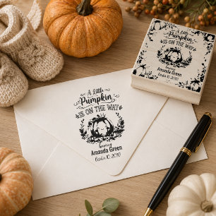 Kleine Pompoen Oranje Baby Shower Rubberstempel