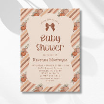 Kleine Pompoen Oranje Gestreepte Strik Baby Shower