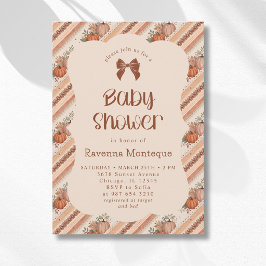 Kleine Pompoen Oranje Gestreepte Strik Baby Shower Kaart