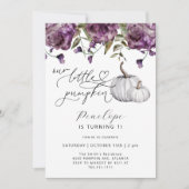 Kleine Pompoen Paarse Bloemen Verjaardag Kaart (Voorkant)