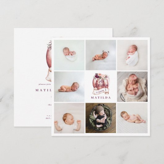 kleine pompoen paarse verjaardag multi-foto (Voorkant / Achterkant)