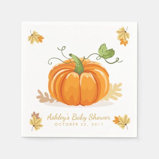 Kleine pompoen papier servet Herfst baby shower ve (Voorkant)