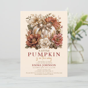 Kleine Pompoen Parel Bloemen Baby Shower Kaart