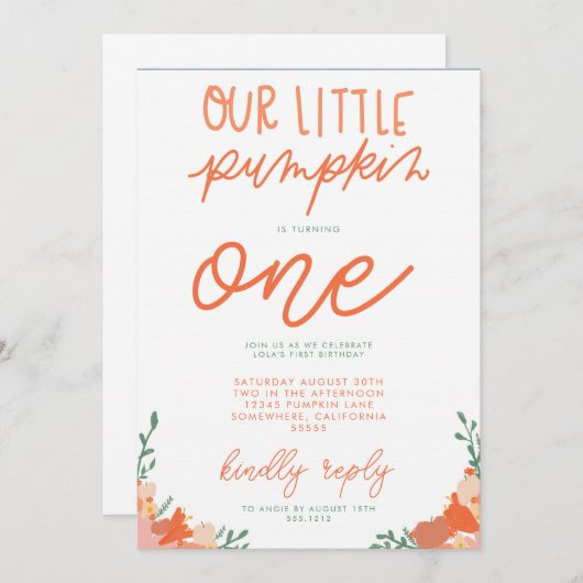 KLEINE POMPOEN PARTY INVITE KAART (Voorkant / Achterkant)