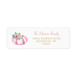 Kleine Pompoen Pastel Roze Bloem Retouradres Etiket