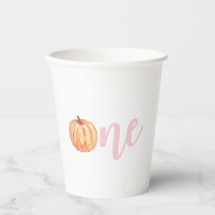 Kleine Pompoen pastel roze eerste verjaardag Papieren Bekers