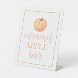 Kleine Pompoen Pastel Roze Herfst Verjaardag Eet P Reclamebord Met Voetstuk
