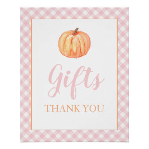 Kleine Pompoen Pastel Roze Herfst Verjaardagscadea Perfect Poster