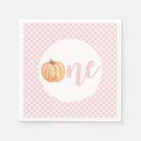 Kleine pompoen pastel roze ruit eerste verjaardag