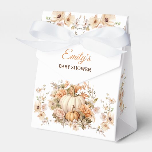 Kleine pompoen pastel witte Baby shower kleine ten Bedankdoosjes (Voorkant Zijde)