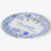 Kleine Pompoen Patch Boy baby shower Blauwe Lavend Papieren Bordje (Gekanteld)