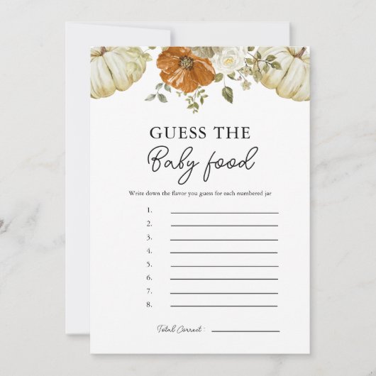 Kleine pompoen raden de Baby voedsel spel Kaart (Voorkant)