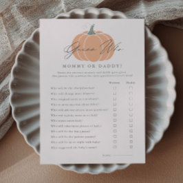 Kleine pompoen raden wie Baby shower spel Kaart