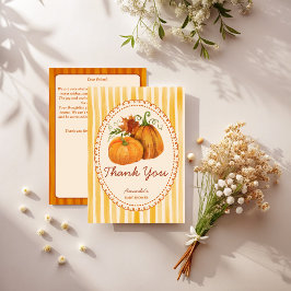 Kleine pompoen retro baby shower bedankkaartjes kaart