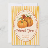 Kleine pompoen retro baby shower dank je kaarten (Voorkant)