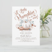 Kleine Pompoen Roos Goud Glitters Herfst Baby show Kaart (Staand voorkant)