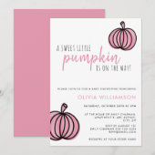 Kleine pompoen roze baby meisje douche kaart (Voorkant / Achterkant)