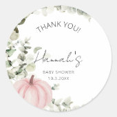 Kleine pompoen roze Baby shower dank je wel Ronde Sticker (Voorkant)