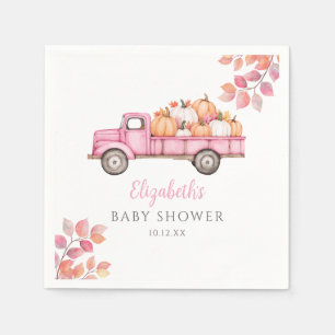 Kleine Pompoen Roze Baby Shower Foto Achtergrond Servet