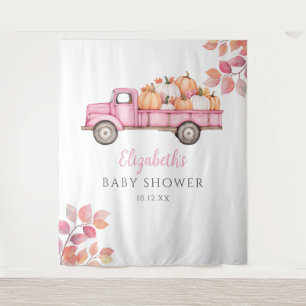 Kleine Pompoen Roze Baby Shower Foto Achtergrond Wandkleed